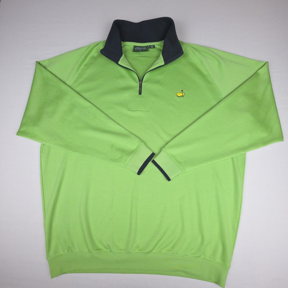 Masters Collection Quarter Zip Pullover Mens XXL Green Pima Cotton Long Sleeve